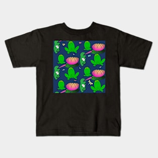 The Dumbest Lads Frogs In A Pond Having a Snack in Navy Kids T-Shirt
